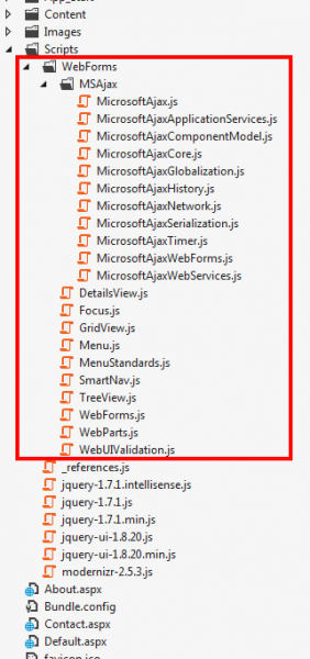 Screenshot of scripts folder in Visual studio